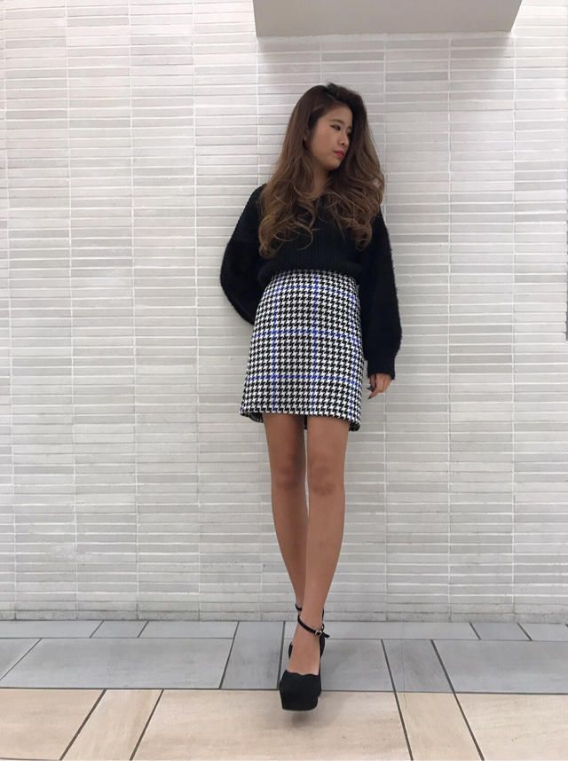 チェックタイトスカート♡シャギーニット♡Junko