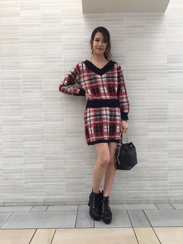 チェックニットセットアップ♡みい