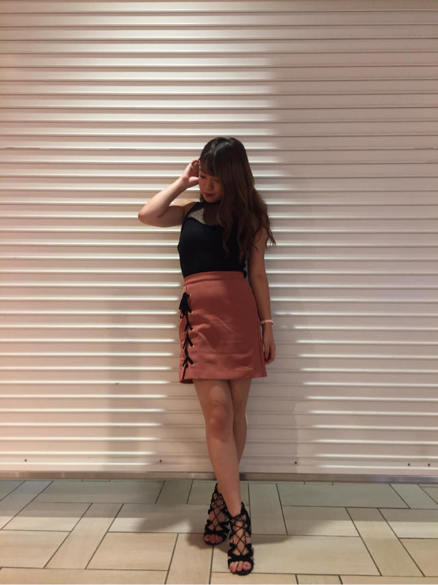 NEWノースリーブニット&レースアップミニスカート♡miki