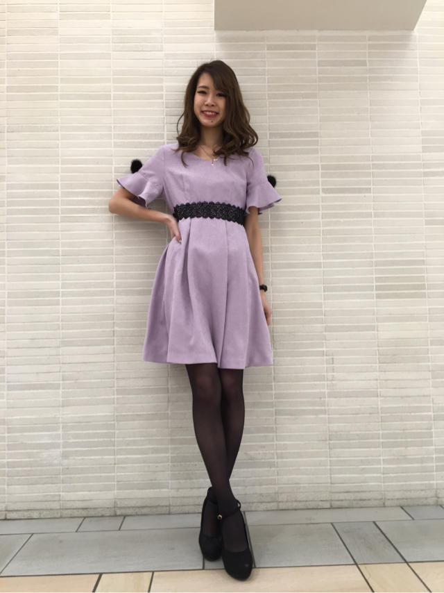 再入荷★ポンポン付フィットアンドフレアーワンピース★Junko
