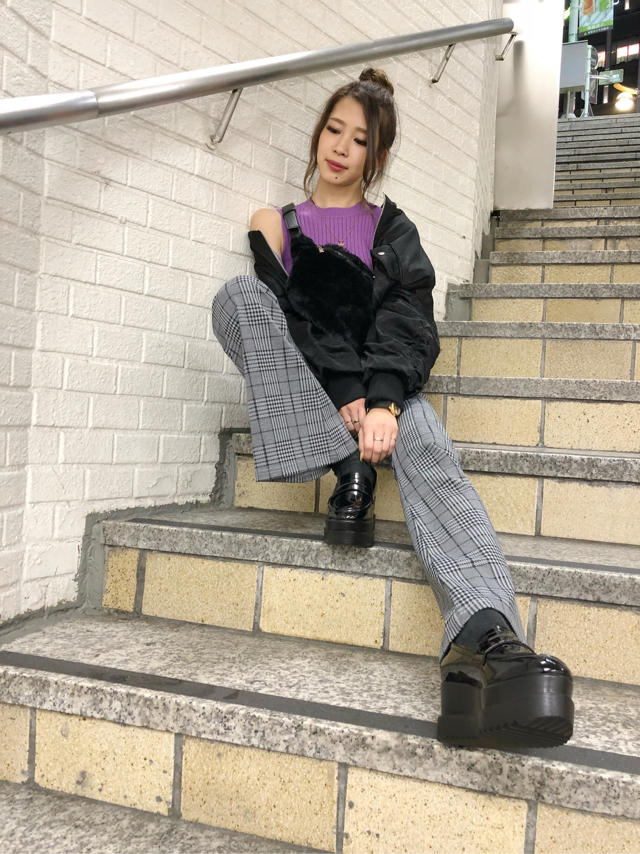 Junkoオススメコーデ＊リバーシブルMA1×裾フレアカットパンツ＊Junko