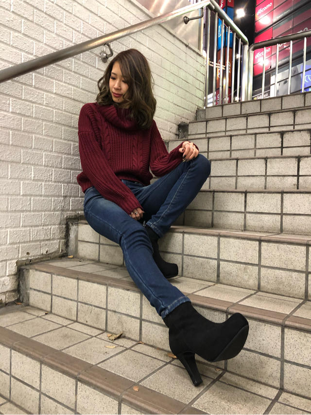 背中開きオフタートルニット♡Junko