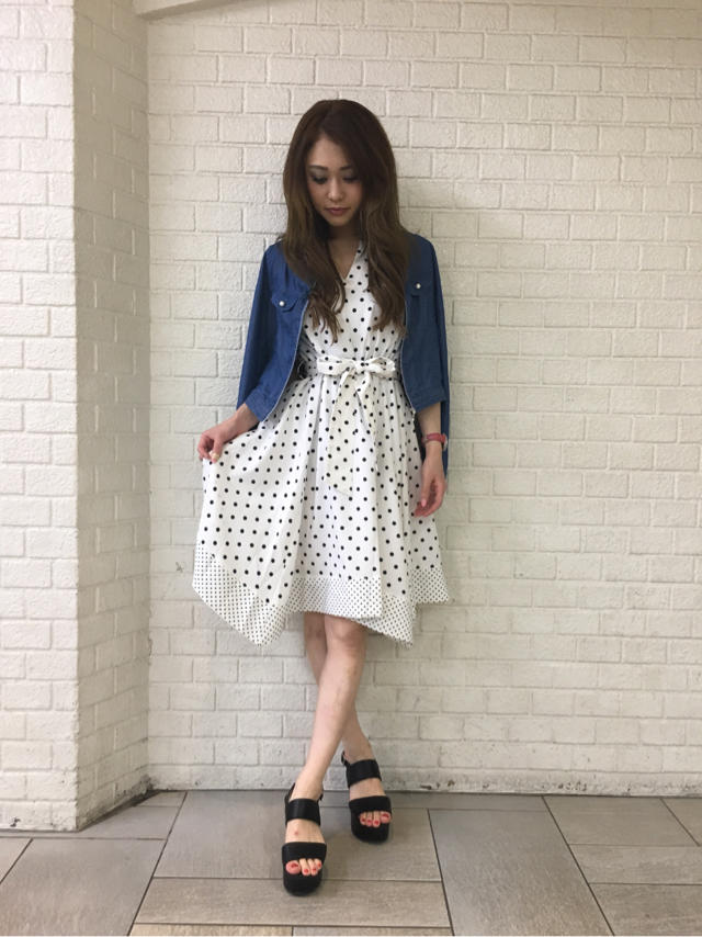 上品な雰囲気漂うドット柄イレヘムワンピース♡satou