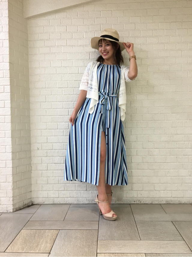 夏にぴったり！マルチストライプロングワンピース✴︎Misaki