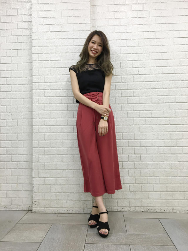 ビスチェ風レーストップス×編み上げリボンパンツ♡Junko