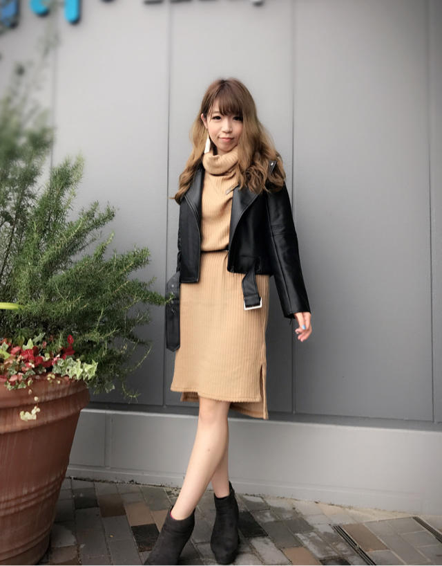 なお店頭code♪オフタートルリブニットワンピ♡…なお