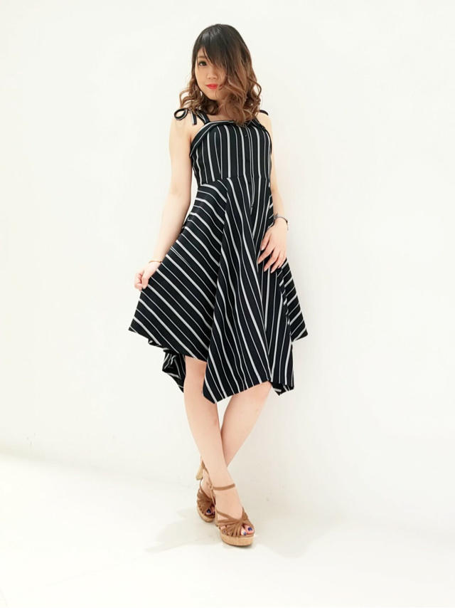 ランダムストライプ柄イレヘムワンピ♡･･･Nao