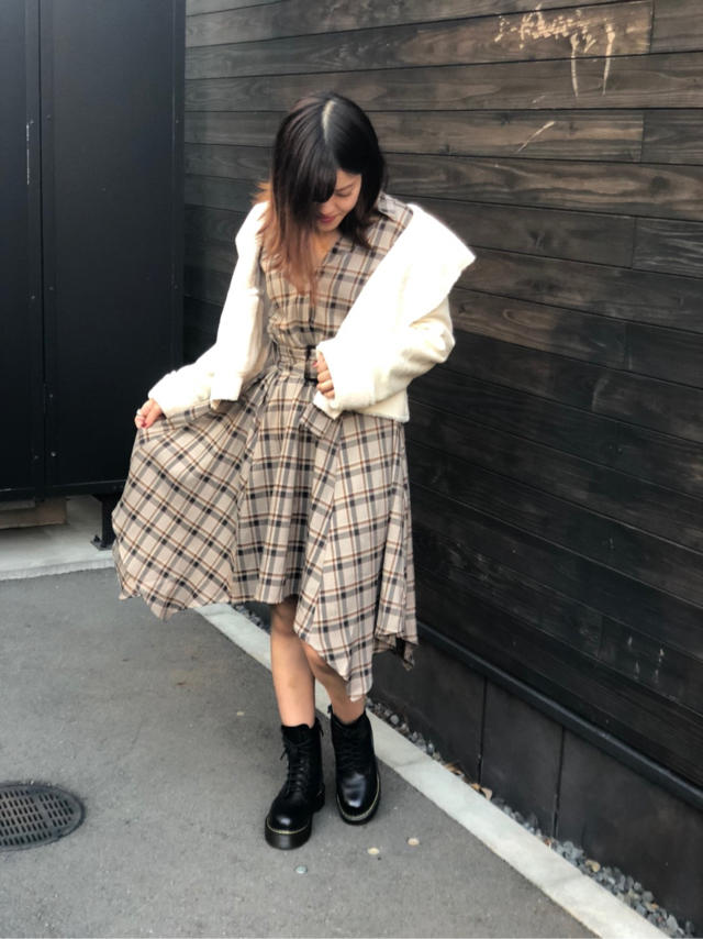 大人気！！チェック柄イレヘムシャツワンピ✩.*˚   mai