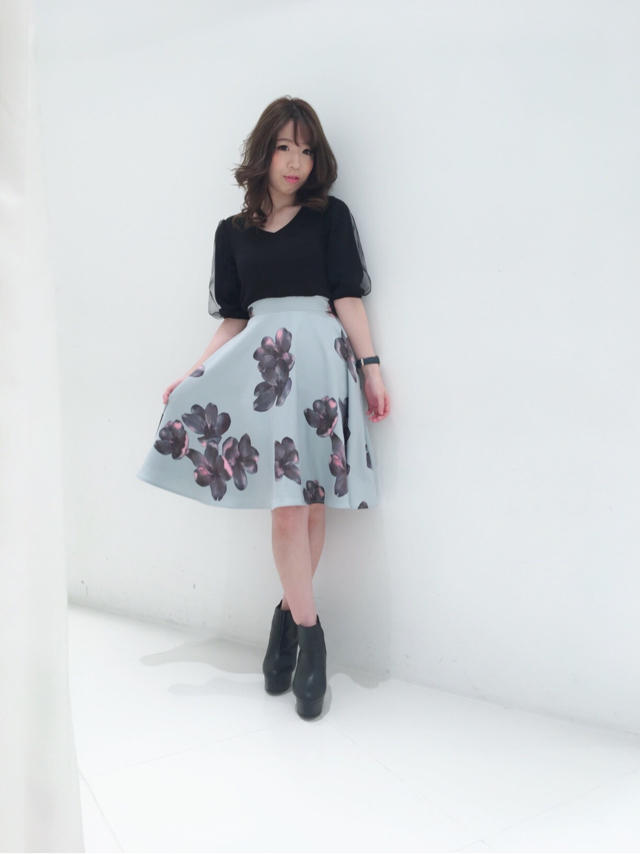 new!!花柄フレアドッキングワンピ♡イルミネーション*.ﾟ･*MAHO
