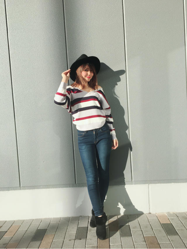 new！カラーボーダーリブニット♡MAHO
