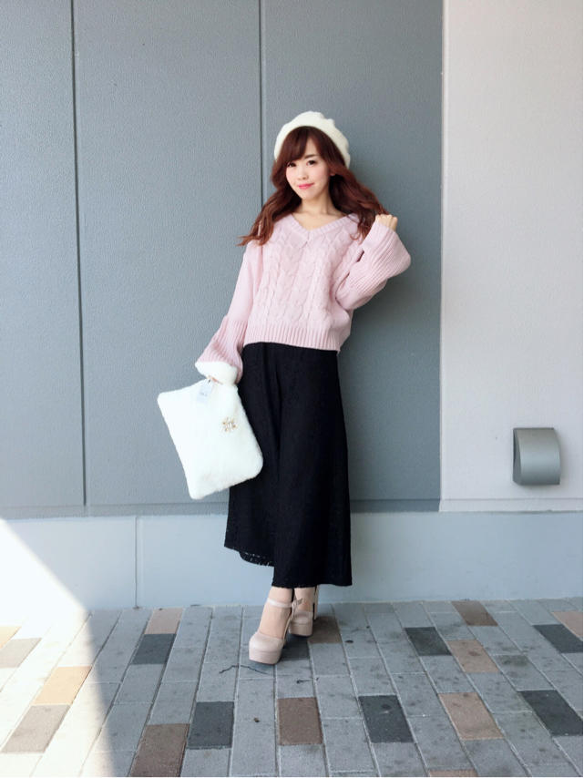 new!!specialニット×レースワイドset♡。* ゜.MAHO