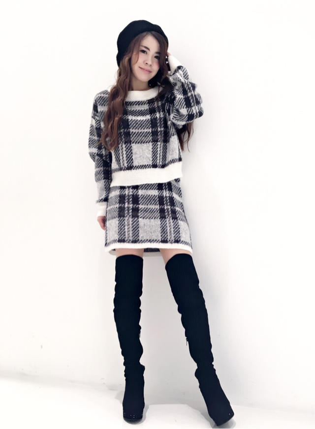 新作!!チェックセットアップ♥しおね
