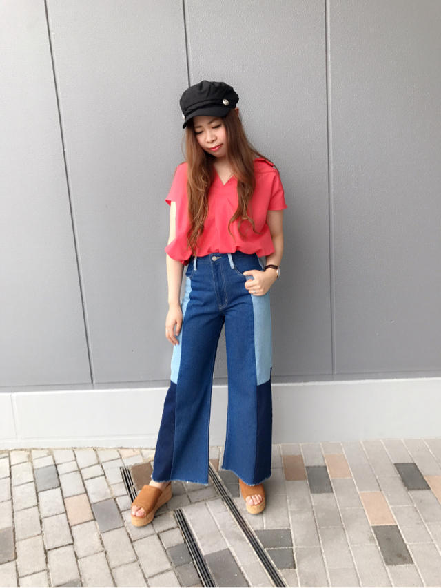 人気リングシャツ、パッチワークデニムで♡code…Nao