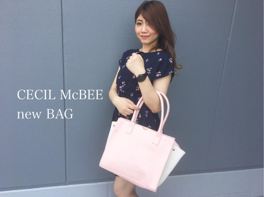 Vモチーフ付バイカラーbag♡sakura