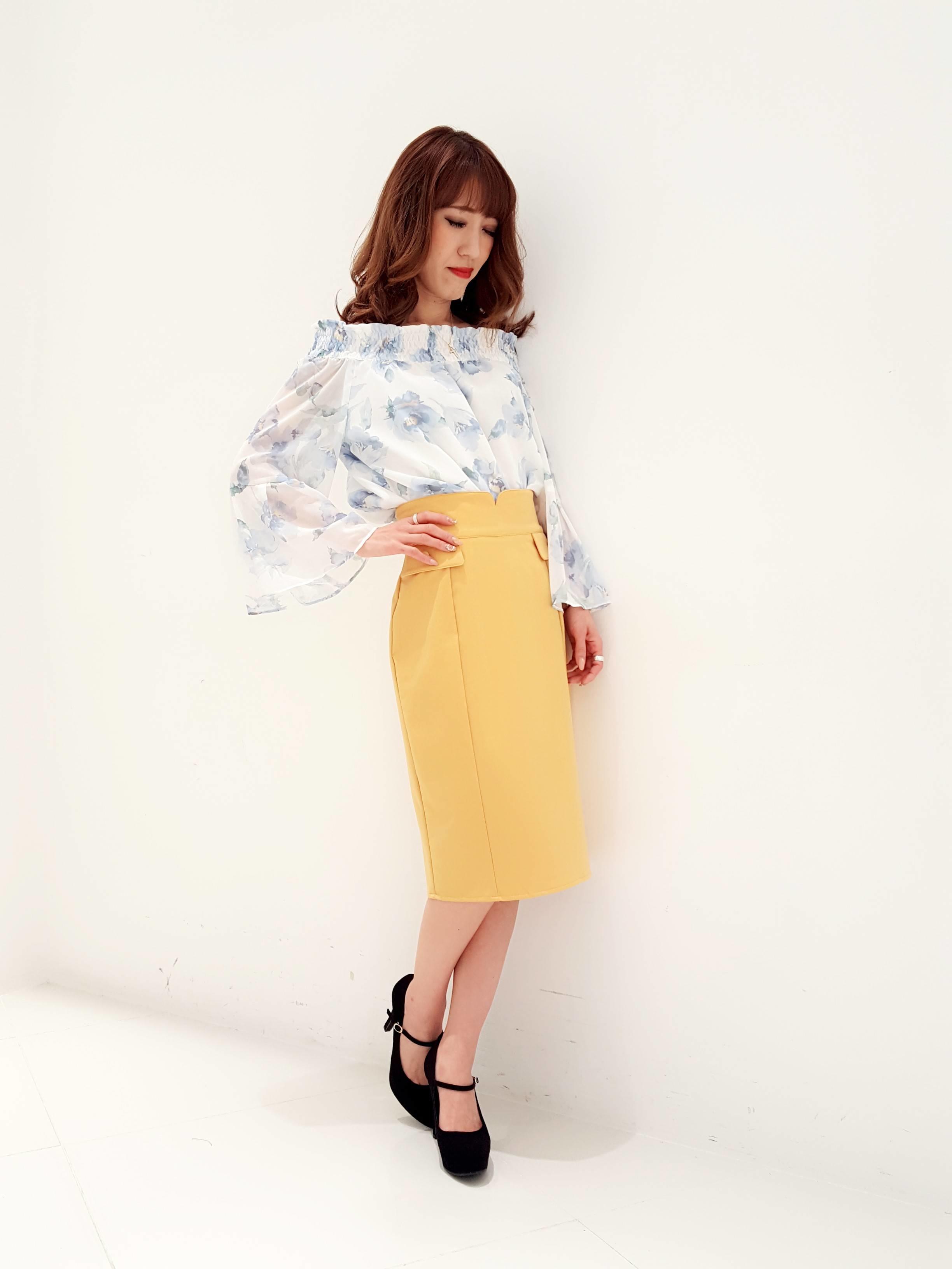 new♡!!春・透け花柄ブラウス×ペンシルスカート*°MAHO