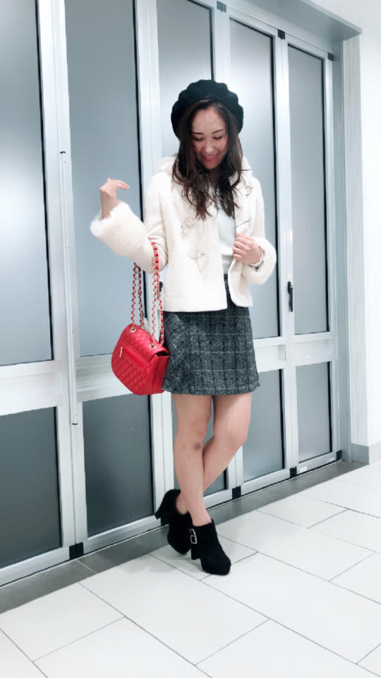 チェック台形スカート♡ニットコーデ♡325
