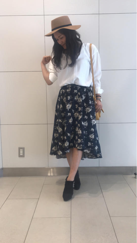 ロングカフスシャツ♡フラワースカートコーディネート♡325