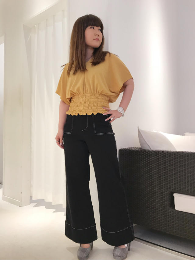 ★新作★wシャーリングtops＆ハイウエストデニムパンツ