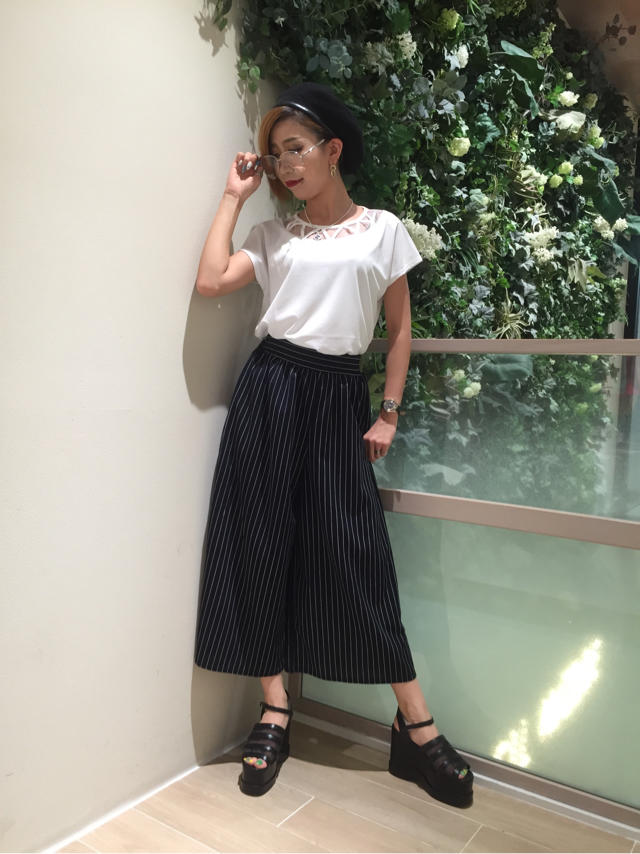 シアーネックトップス×ガウチョパンツのカジュアルCODE♡♡えるとありさのオフショット！！