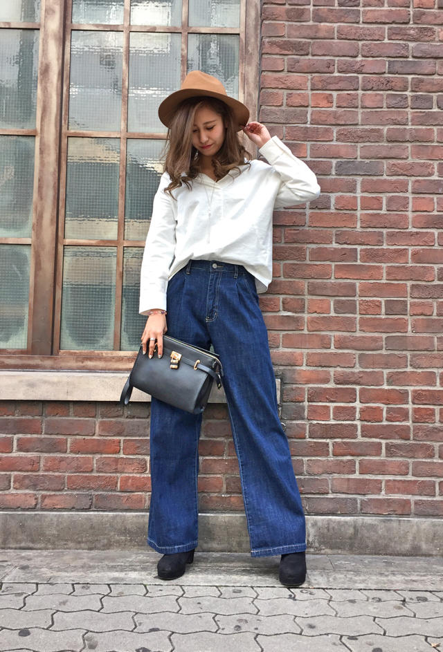 脚長効果期待大！☆ワイドパンツ合わせでカッコイイstyleに♥あみ