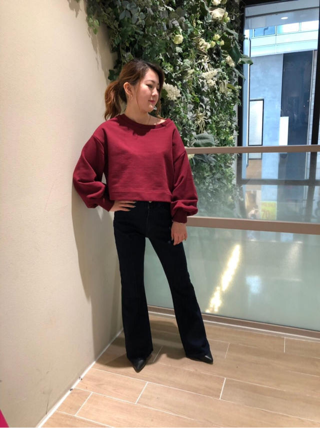 着回しCODE！！袖ボリューム裏毛ショートTOPS×裾フレアデニムパンツ♡♡