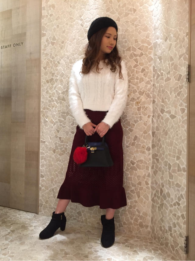 透かし編みニットアップのスカート着回しCODE♡♡