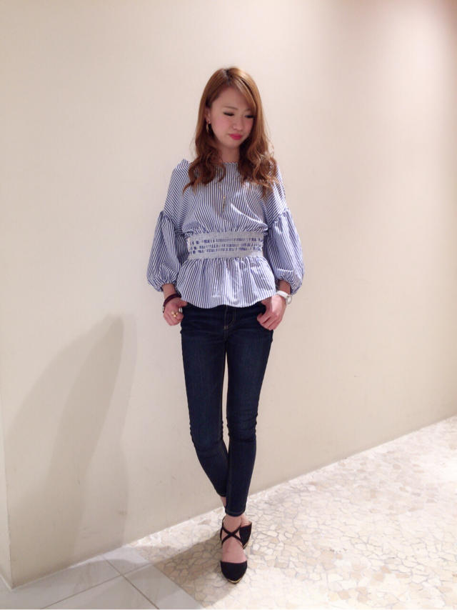 ウエストシャーリングブラウス×ストレッチスキニーの大人カジュアルCODE♡♡ありちゃ