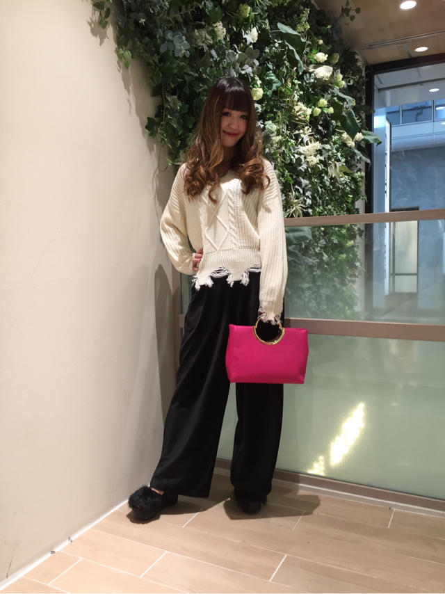 クラッシュケーブルニット×ベロアワイドパンツ着回しCODE♡♡