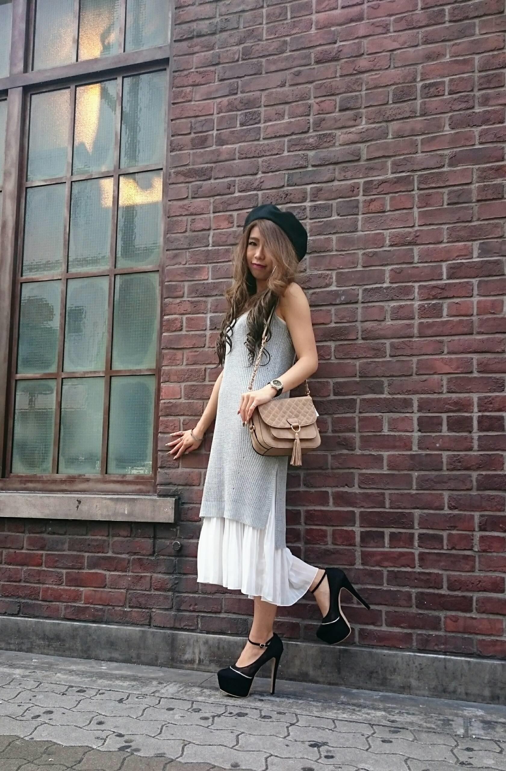 New arrival☆★ニット付消しプリーツワンピ♡ナナ