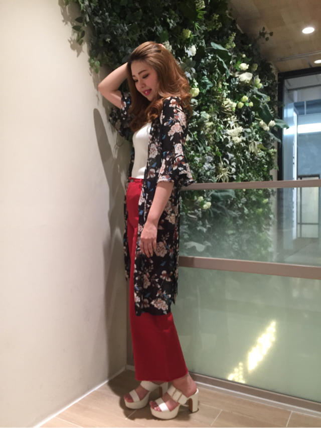 ニットタンクトップ×カラーワイドパンツ着回し＆新作羽織り♡♡HEPスタッフとの写メ☆☆