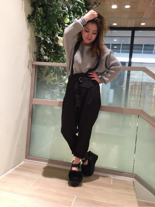 ネックレス付き横リブドルマンニット×テーパードパンツ＆ニットSET着回しCODE♡♡