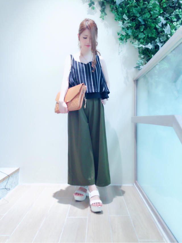 新作♡ストライプタンクワイドパンツ♡チカ