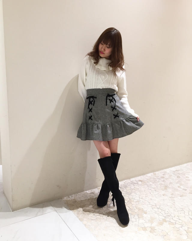 千鳥柄×スピンドルリボン♡girly coordinate