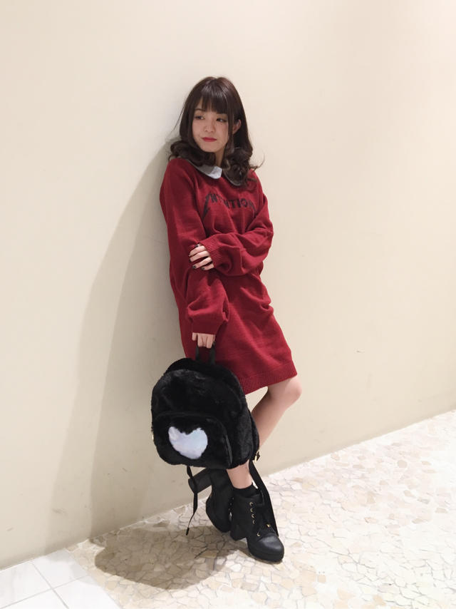 チェック衿がポイント♡ニットワンピコーデ* ੈ✩‧₊˚