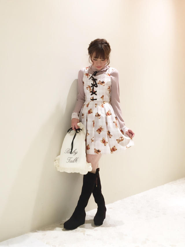 タートルinティディベアプリントワンピース♡coordinate ！