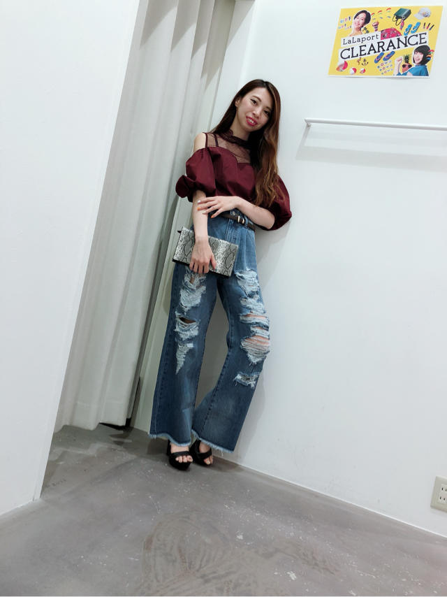 【DENIM ADDICT】クラッシュデニムワイドパンツを使ったオススメコーディネート❤️