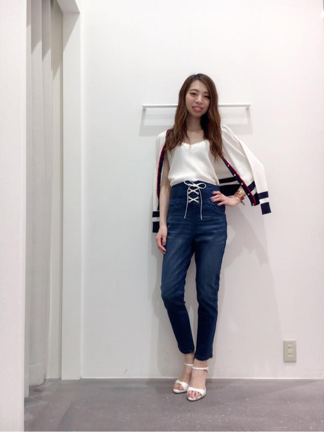 【New Arrival!!】アンサンブル×レースアップスキニーのマリンコーデ♡よしみん