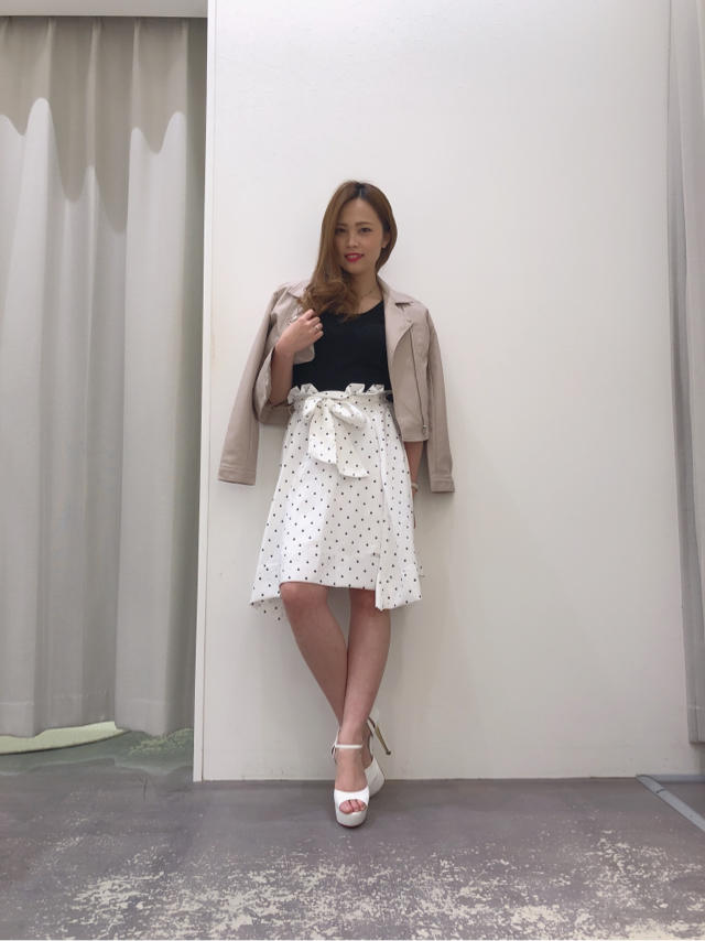 今期トレンド❤ドット柄ドッキングワンピースでお出かけコーデ❤あみ