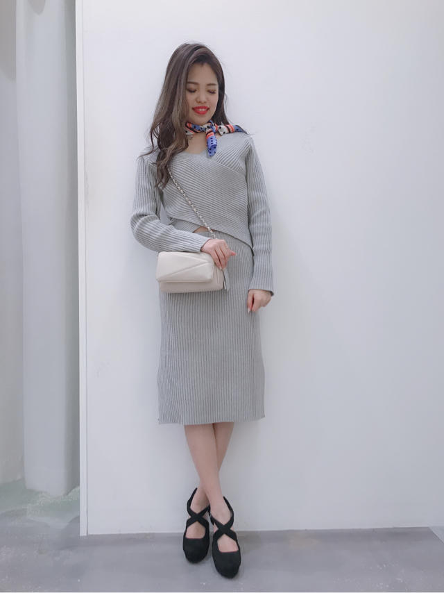 【newarrival❤️】スカーフで今年らしく❤️カシュクールニットセットアップワンピ❤️