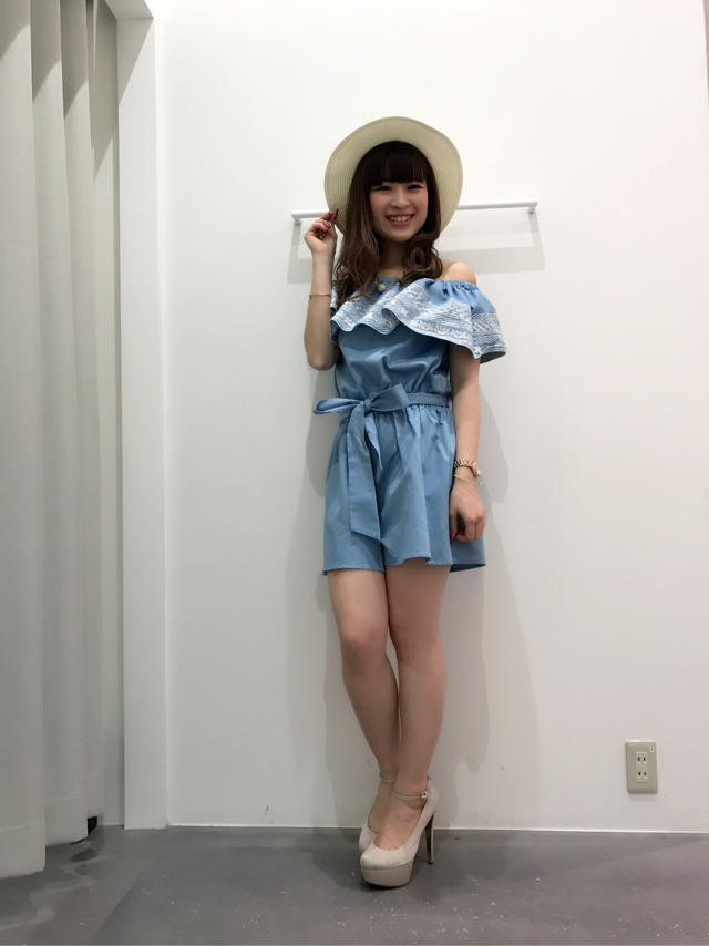 春夏デート服♡オフショルオールインワン♡まみたす