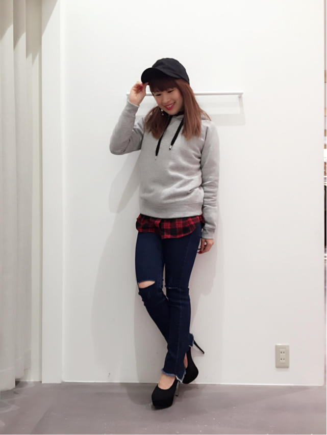 久々カジュアルcode♡思わずとりこになるデニム＆チェックシャツ パーカーset♡まみたす