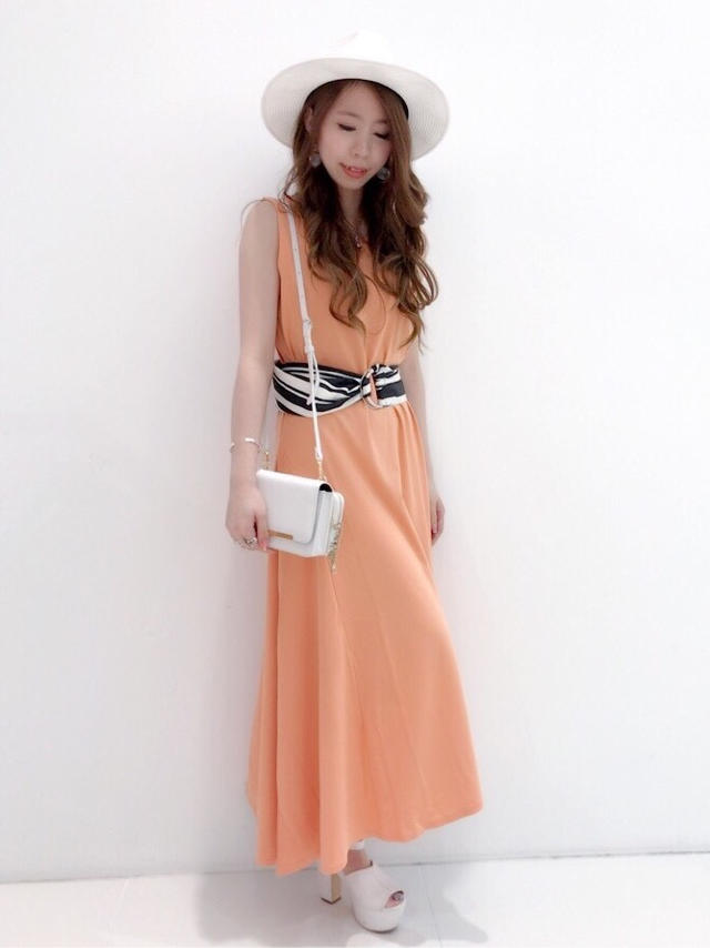 シンプルで着やすい！ベルト付きノースリワンピ♡yuko