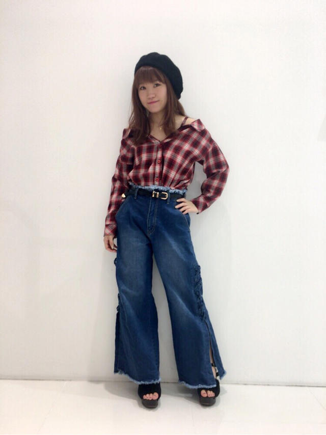 オフショル♡チェックシャツ♡Ayana