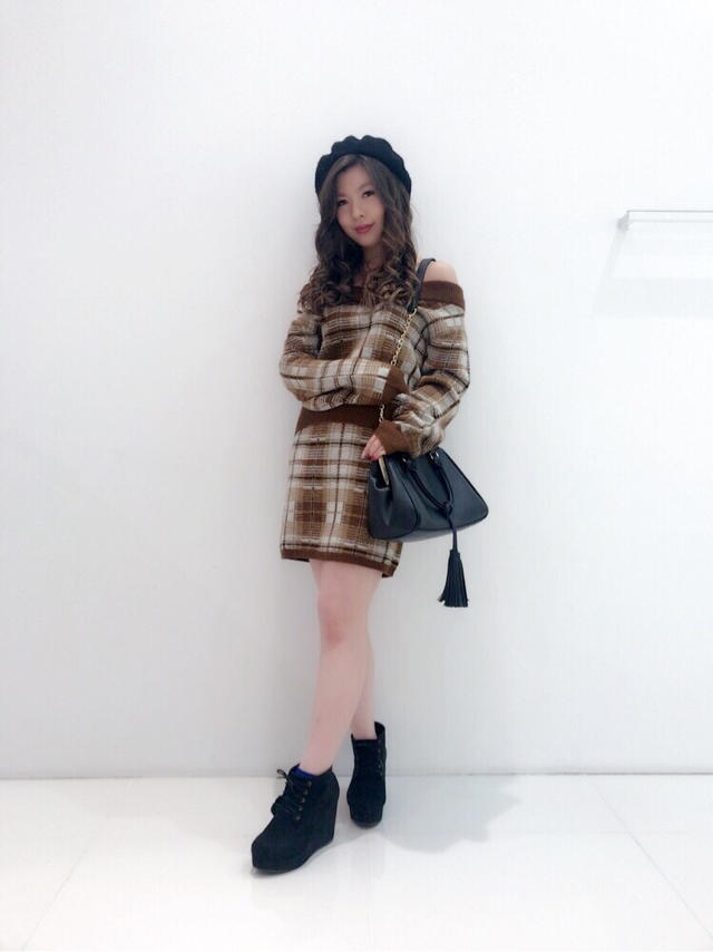 チェックニットセットアップ♡ sakura