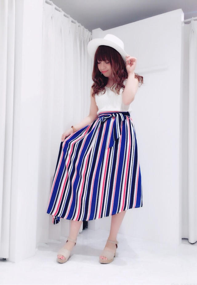 【新作】マルチストライプ柄スカートでリゾートSTYLE♡MAIKA