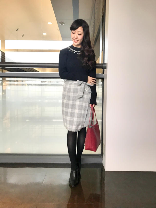 暖かみがあるシャギー素材が可愛い♡チェックスカート