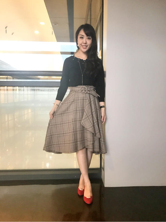グレンチェックが可愛すぎる♡ラップフレアスカート