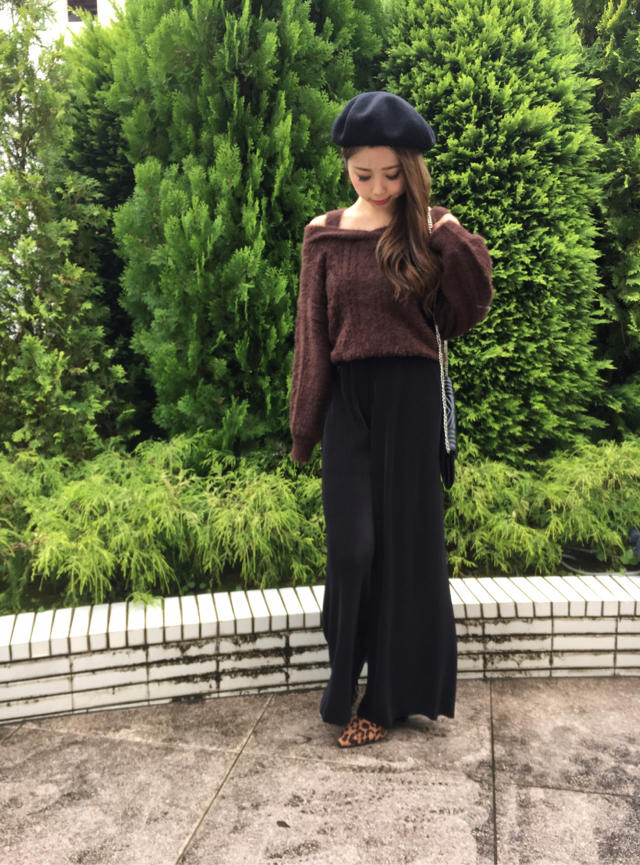 大人可愛い❤︎ブラウンシャギーニットコーデ♡工藤