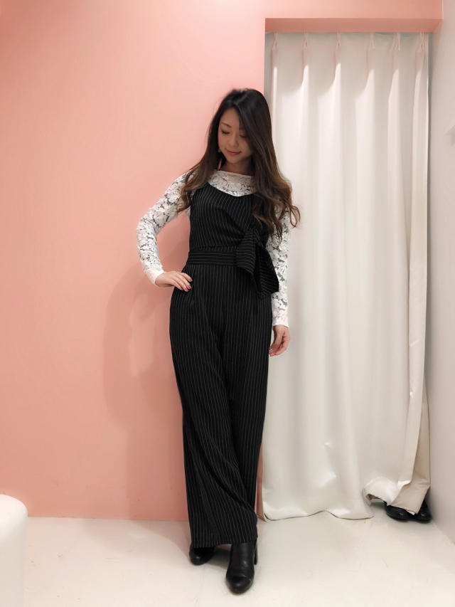 ピンストライプワイドオールインワン♡角南