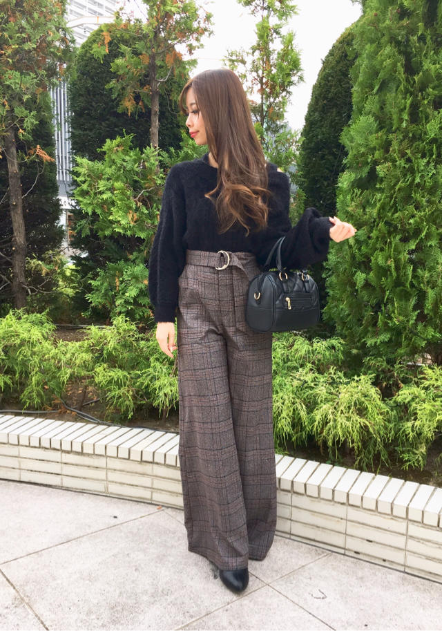 履きやすい♡グレンチェックワイドパンツ♡工藤
